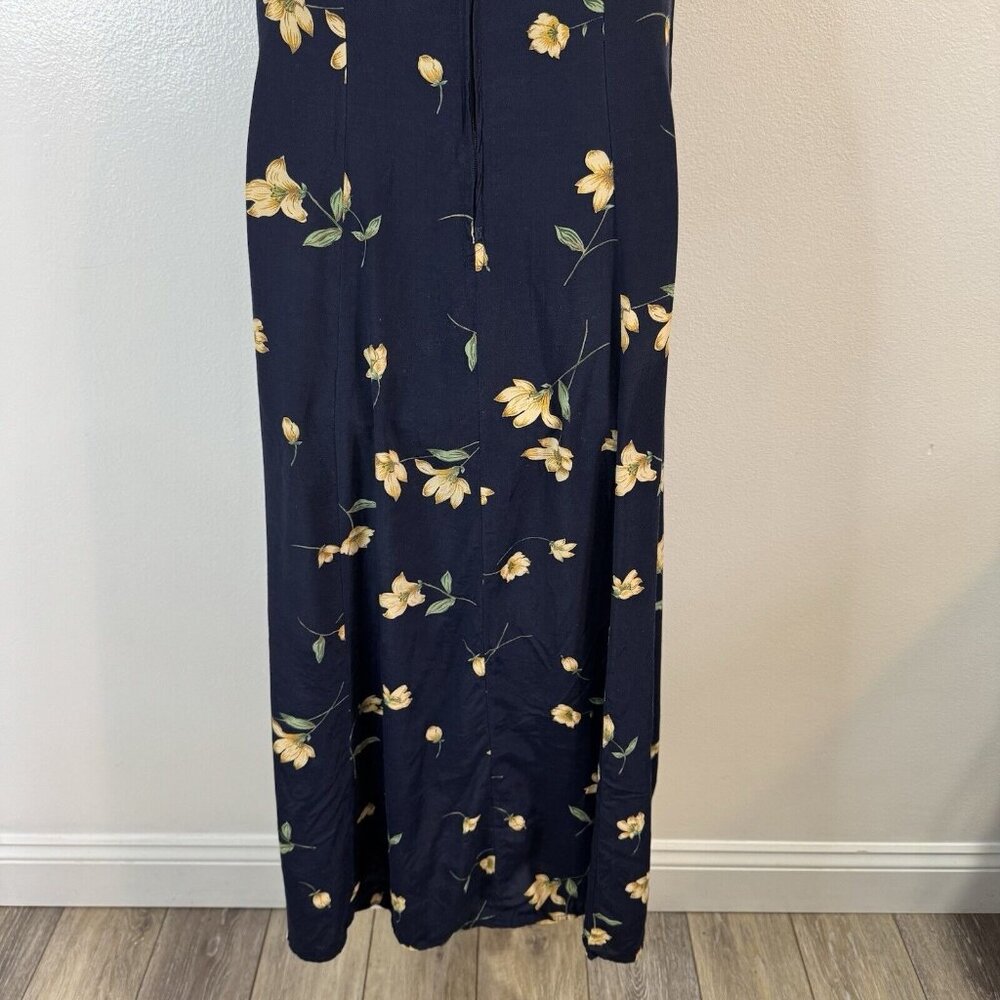 Vintage 90s Y2K Dressbarn Dress 8 Maxi Floral Blue Yellow Whimsy Cottage - Picture 6 of 9